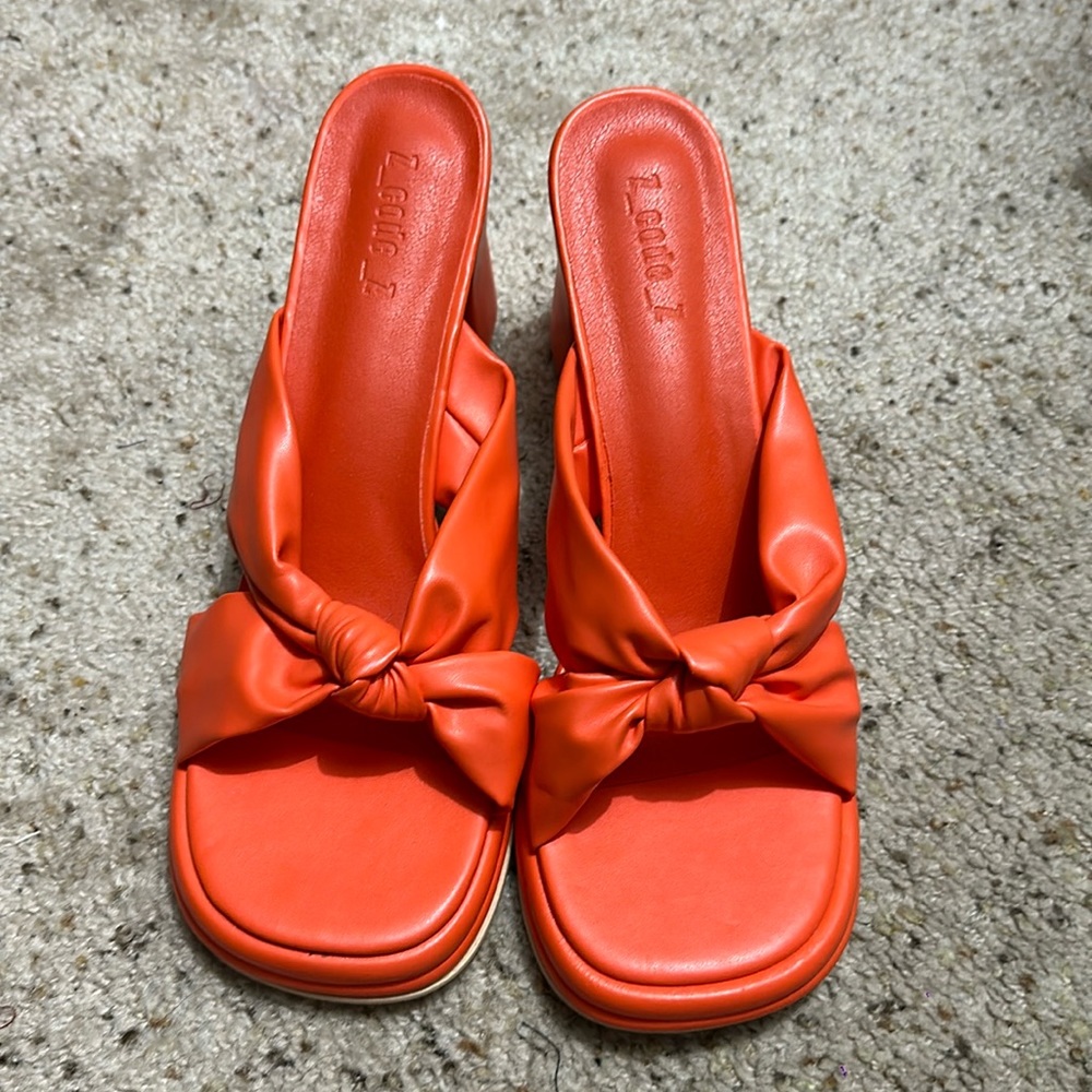 Z_Code_Z Orange Knot Slip-on Heels Size 9